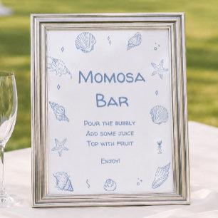 Poster Bar à Momosa Fête de Naissance Bleu Côté Mer