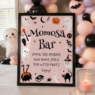 Poster Bar à Momosa Fête Prénatale Halloween Bébé Orange 