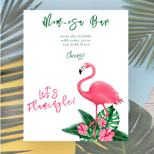 Poster Bar à Momosa pour baby shower Flamingo