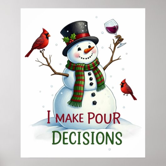 Poster bar à neige de Noël à boire du vin de fête (Devant)