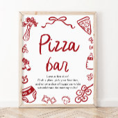 Poster Bar à pizza Baby shower italien rouge