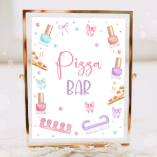 Poster Bar à pizza Fête Mani-Pedi Manucure Pédicure Fille