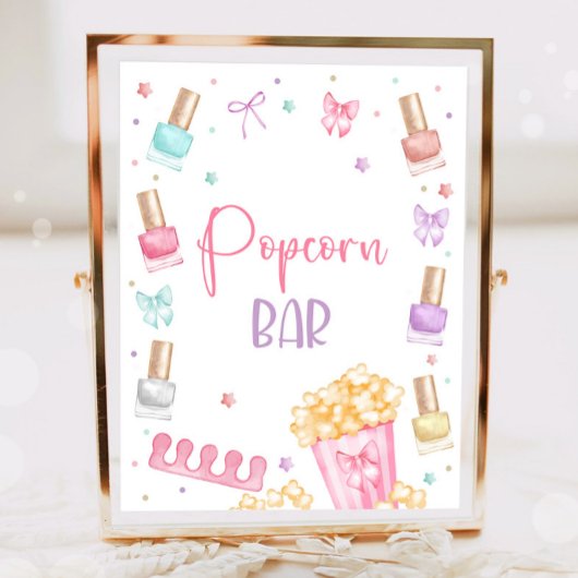 Poster Bar à popcorn Fête Manucure-Pédicure Fille