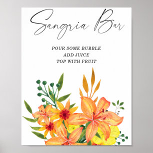 Poster Bar à sangria floral moderne aquarelle