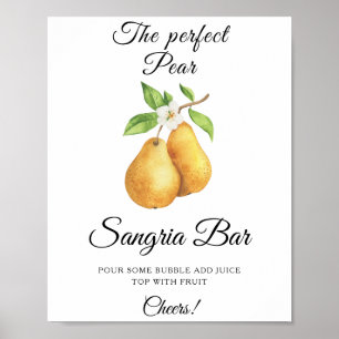 Poster Bar à sangria pour mariage thème aquarelle et poir