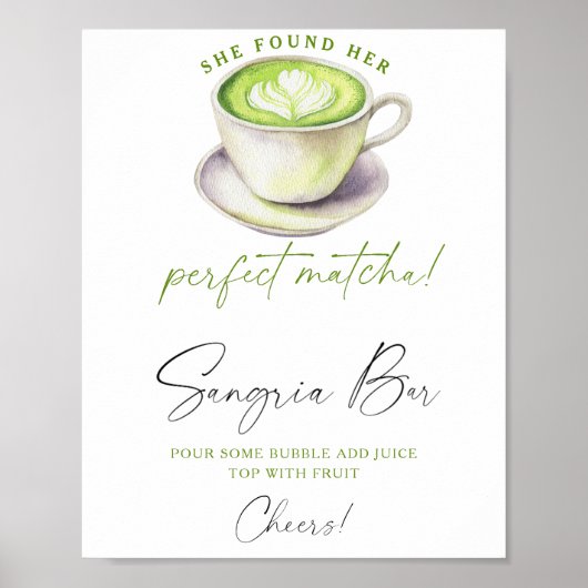 Poster Bar à sangria pour une douche de mariée au thé mat (Devant)