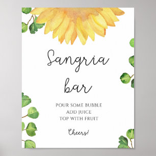 Poster Bar à sangria tournesol aquarelle 