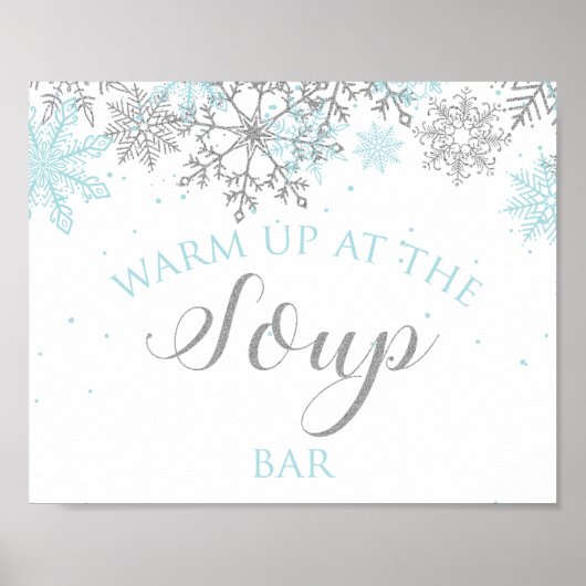 Poster Bar à soupe bleu et argent Winter Onederland (Devant)