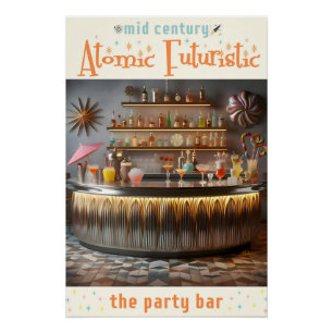 Poster Bar à thème futuriste du milieu du siècle atomique