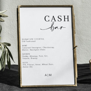 Poster Bar à trésorerie Mariage moderne Panneau Menu de