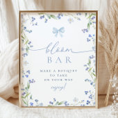 Poster Bar Bouquet Fête des mariées Fleur sauvage bleu