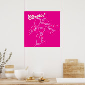 Poster Bar Cheers d'amis de Modern Line Art (Cuisine)