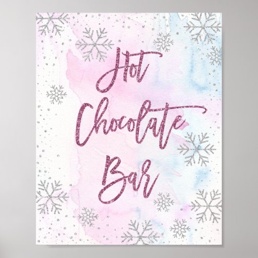 Poster Bar Chocolat Chaud Parties scintillant Snowflake M (Devant)