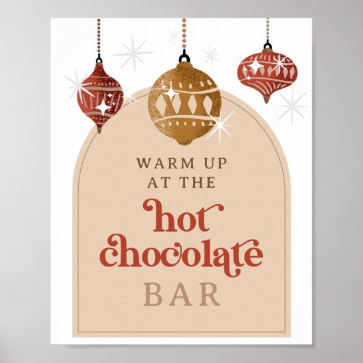 Poster Bar Chocolat chaud Retro Bauble Noël nuptiale (Devant)