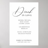 Poster Bar Cocktail mariage Menu Élégant Moderne (Devant)