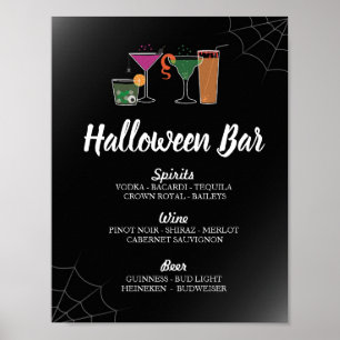 Poster Bar Cocktails Gothique Halloween Signé Boissons