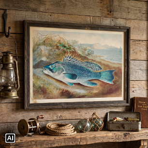 Poster Bar commun par S.A. Kilbourne, Poisson vintage