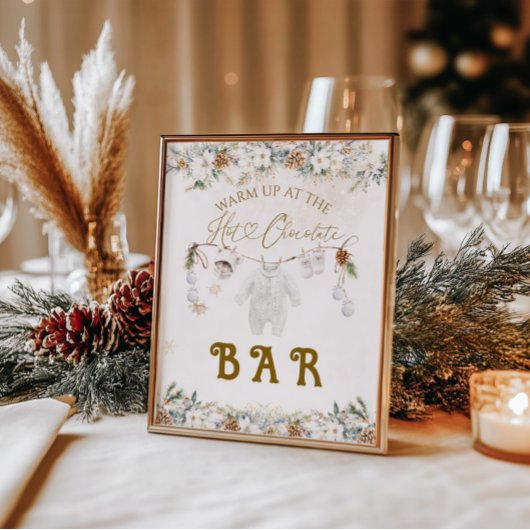 Poster Bar de Baby shower à ligne de à l'extérieur froid