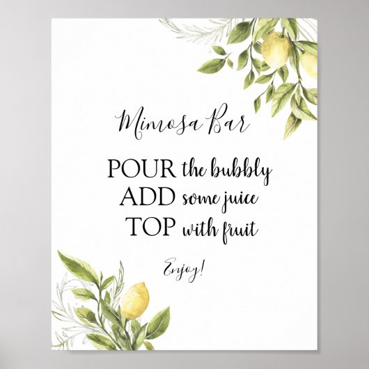 Poster Bar de boissons Main Squeeze Lemon Mimosa (Devant)