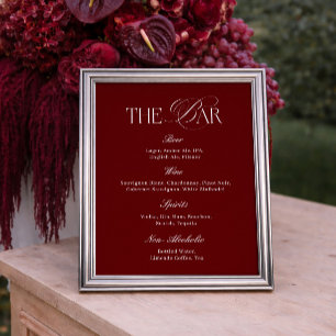 Poster Bar de mariage bordeaux foncé