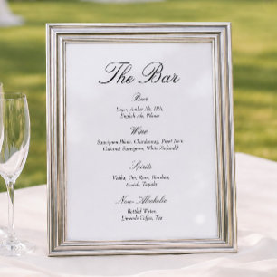 Poster Bar de mariage élégant noir et blanc Vieille Fortu