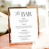 Poster Bar de mariage élégant simple noir et blanc
