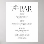 Poster Bar de mariage élégant simple noir et blanc (Devant)