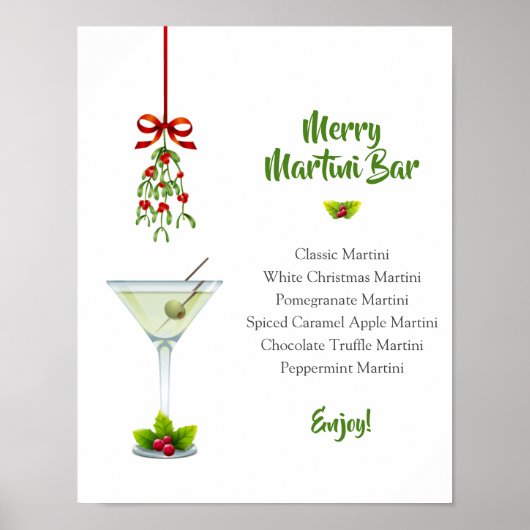 Poster Bar de Noël aux martinis et gui (Devant)