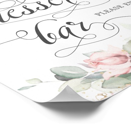 Poster Bar-dessert Mariage à verdure florale doux (Coin)