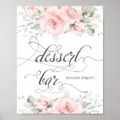 Poster Bar-dessert Mariage à verdure florale doux (Devant)