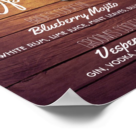 Poster Bar est ouvert Boisson Menu Mason Jars Mariage Sig (Coin)