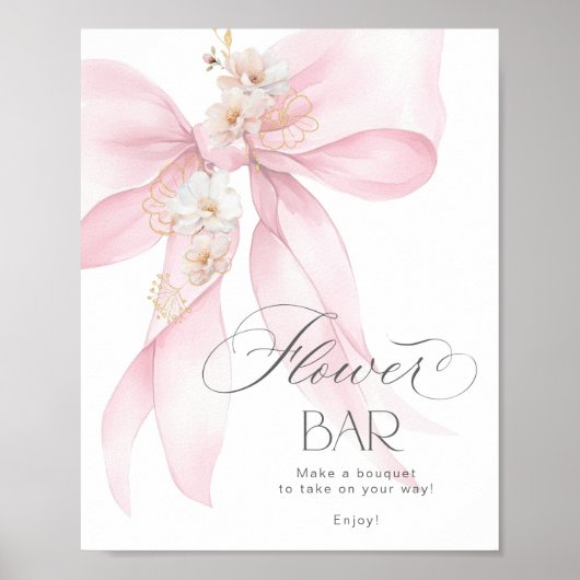 Poster Bar Fleur Bow Rose Floral Bar (Devant)