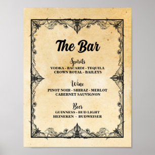 Poster Bar Gothique Halloween Signet chauves-souris Récep