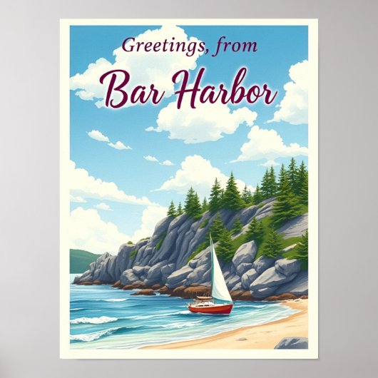 Poster Bar Harbor, Maine – Rivages d'Acadia Vintage (Devant)