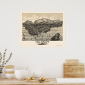 Poster Bar Harbour, ME Carte panoramique - 1886 (Cuisine)
