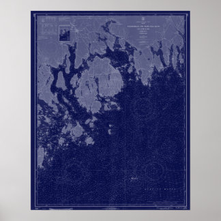 Poster Bar Harbour Mount Desert ME Map Carte Carte marine