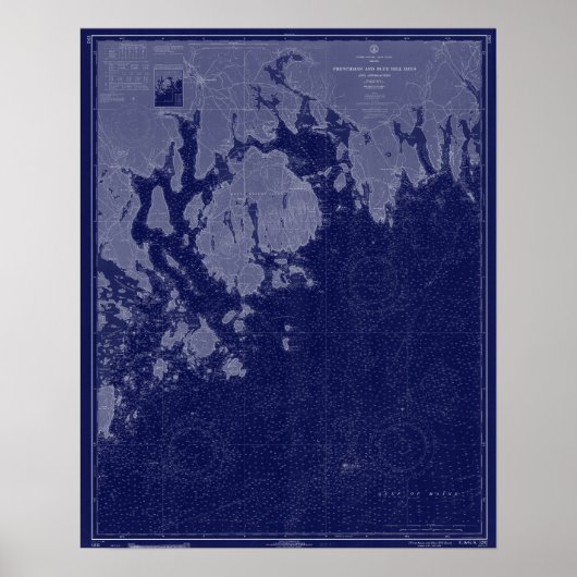 Poster Bar Harbour Mount Desert ME Map Carte Carte marine (Devant)