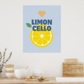 Poster Bar Limoncello aux citrons italiens bleu moderne (Cuisine)