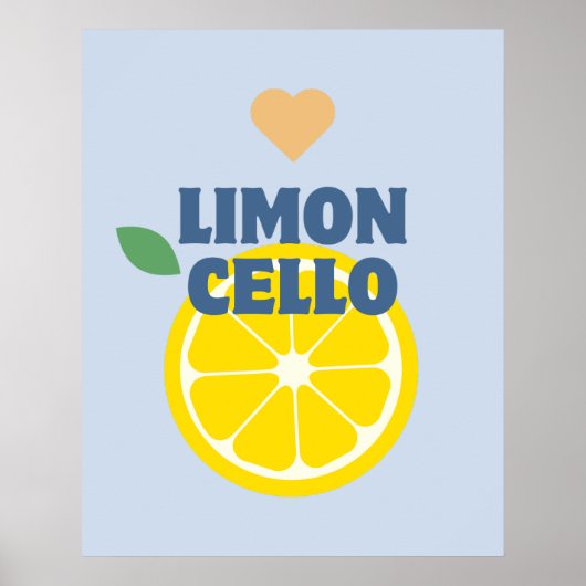 Poster Bar Limoncello aux citrons italiens bleu moderne (Devant)