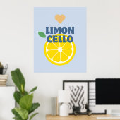 Poster Bar Limoncello aux citrons italiens bleu moderne (Bureau à domicile)