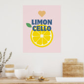 Poster Bar Limoncello aux citrons italiens rose moderne (Cuisine)