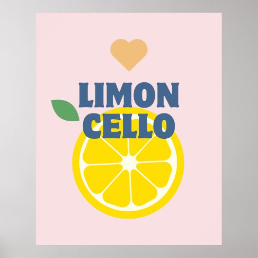 Poster Bar Limoncello aux citrons italiens rose moderne (Devant)