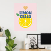Poster Bar Limoncello aux citrons italiens rose moderne (Bureau à domicile)