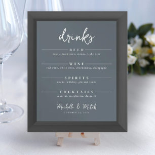 Poster Bar Mariage Boissons Simple Menu Minimaliste Style