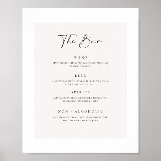 Poster Bar mariage Menu Boisson Signal de réception Poste (Devant)