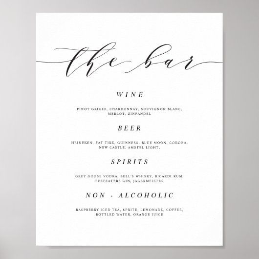 Poster Bar mariage Menu Boisson Signal Décor De Réception (Devant)