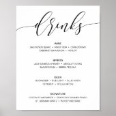 Poster Bar Mariage Rustique moderne Menu Signer Boissons (Devant)
