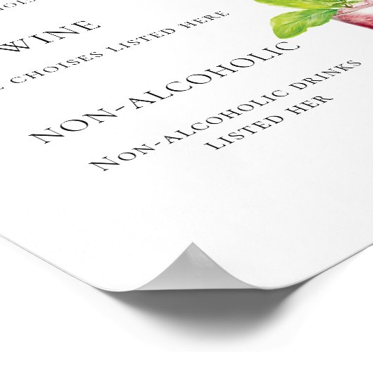 Poster Bar menu boisson rouge (Coin)