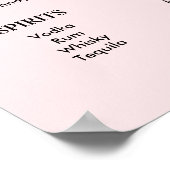 Poster Bar Menu Boissons Mariage rose pâle (Coin)