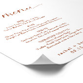 Poster Bar Menu Mariage Terracotta Rust Fall Minimal (Coin)